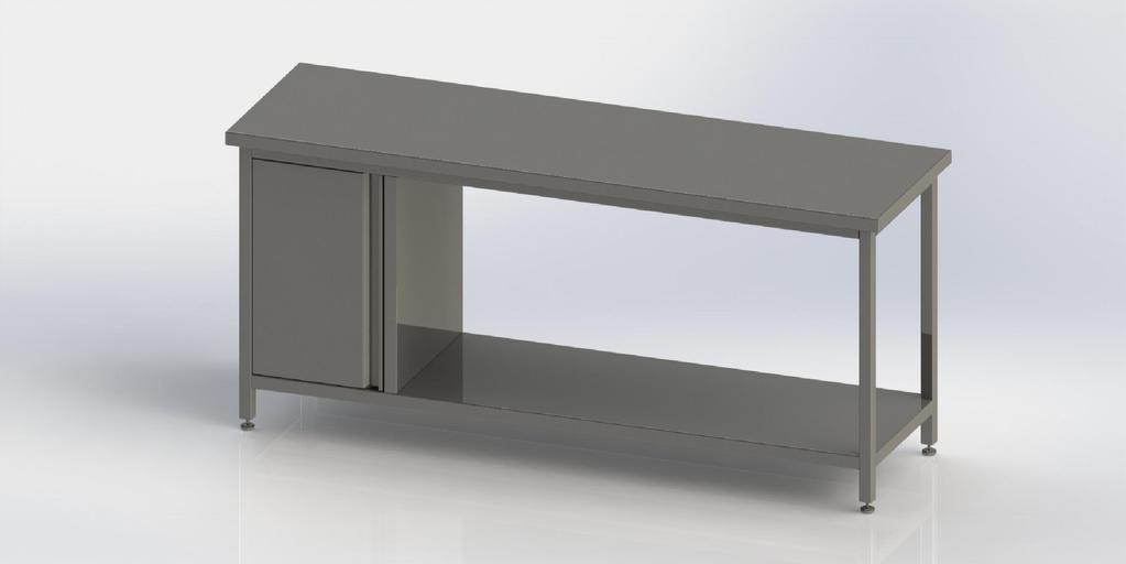 Stół roboczy z blatem centralnym i szafką, SRCS. Wymiar profili: 40x40.