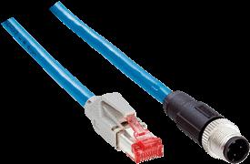 pinów, prosty Przewód: Ethernet, skręcany parami, PUR, bezhalogenowy, ekranowany, 2 m Głowica A: Wtyk, M12, 4 piny,