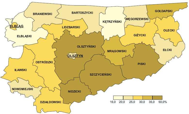 W roku gospodarczym 27/8 w przeliczeniu na 1 ha zuŝyto 124,4 kg nawozów mineralnych (kraj 132,6 kg) oraz 4,4 kg nawozów wapniowych (kraj 38,5 kg).