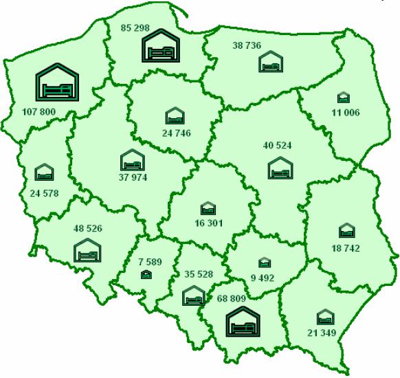 2.3.3. Turystyka Warmińsko-mazurskie naleŝy do czołówki najatrakcyjniejszych turystycznie plasując się na 3. lokacie po małopolskim i pomorskim.