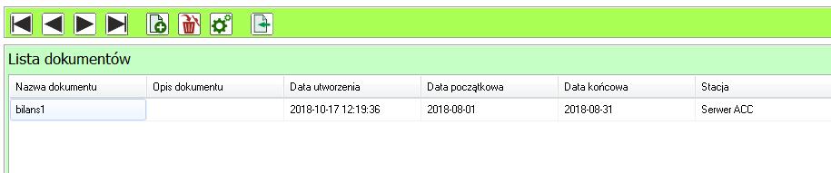 10. Dokumenty W zakładce dokumenty widnieje lista stworzonych w programie dokumentów, służących do kalkulacji czasu pracy.