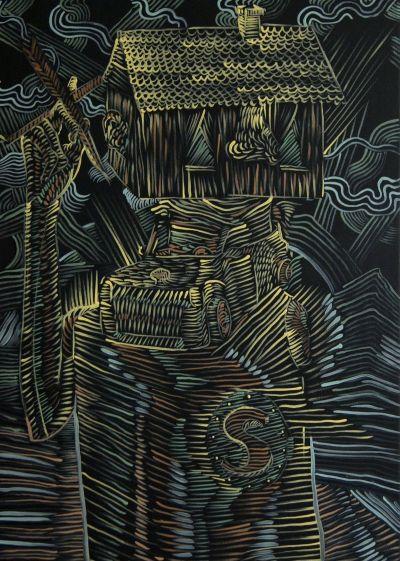 na odwrociu olej, pilśnia 51x52x5.