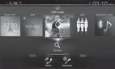 Ekran źródeł audio (USB Audio) Ekran przycisku programu lub trybu szybkiego wyszukiwania* Ekran menu Umożliwia