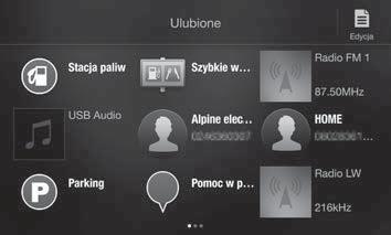 Funkcja Ulubione Instrukcja obsługi Funkcja Ulubione Urządzenie umożliwia łatwe przywoływanie funkcji na ekranie Ulubione dzięki rejestracji często używanych elementów, takich jak źródło audio,