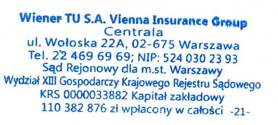 Załącznik nr 2 do Umowy Agencyjnej nr 2700402840 PEŁNOMOCNICTWO do umowy agencyjnej nr 2700402840 z dnia 13 lutego 2019 Wiener Towarzystwo Ubezpieczeń Spółka Akcyjna Vienna Insurance Group z siedzibą