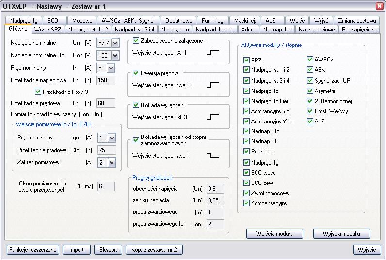 6 Parametry główne zabezpieczenia Opis_ogolny_UTXvL 15.01.10 6 Parametry główne zabezpieczenia W zakładce Główne nastaw zabezpieczenia znajduje się lista Aktywne moduły / stopnie.