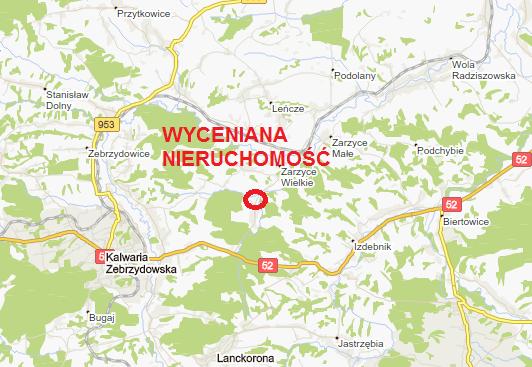 Wyceniana nieruchomość zlokalizowana jest w odległości od ok.