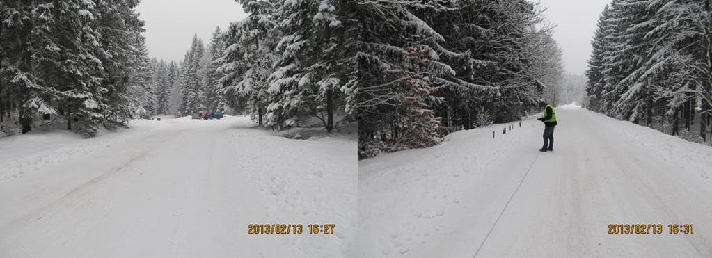 punktu rosy -3,6 o C Temp. nawierzchni drogi -3,6 o C Rys. 7. Widok nawierzchni drogowej podczas badań w dniu 21