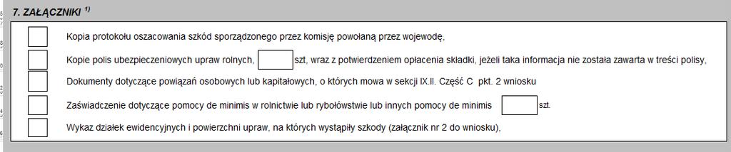 dokumentów z poszczególnych rodzajów: 1. Sekcja IX.I. Część A pkt 7: 2. Sekcja IX.II.