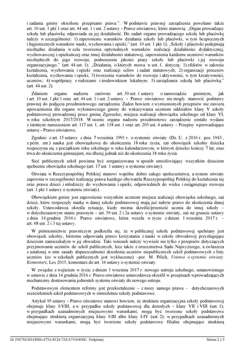 i zadania gminy określone przepisami prawa.. W podstawie prawnej zarządzenia powołano także art. 10 ust. 1 pkt 1 oraz art. 44 ust. 1 i ust.
