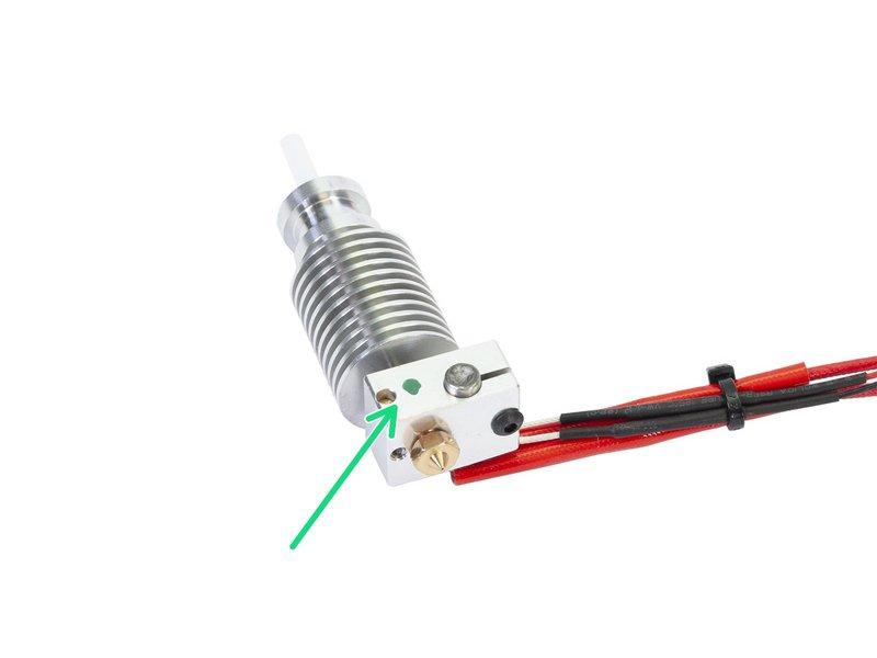 Step 18 Hotend E3D V6 - różne wersje W zestawie może znajdować się jedna z dwóch wersji hotendu: Hotend E3D V6 z normalną rurką PTFE (poprzednia wersja, bez oznaczenia) Hotend E3D V6 z rurką PTFE dla