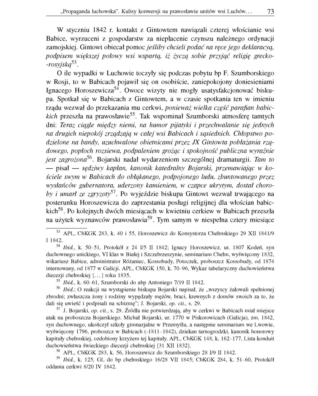 Propaganda luchowska. Kulisy konwersji na prawosławie unitów wsi Luchów. 73 W styczniu 1842 r.