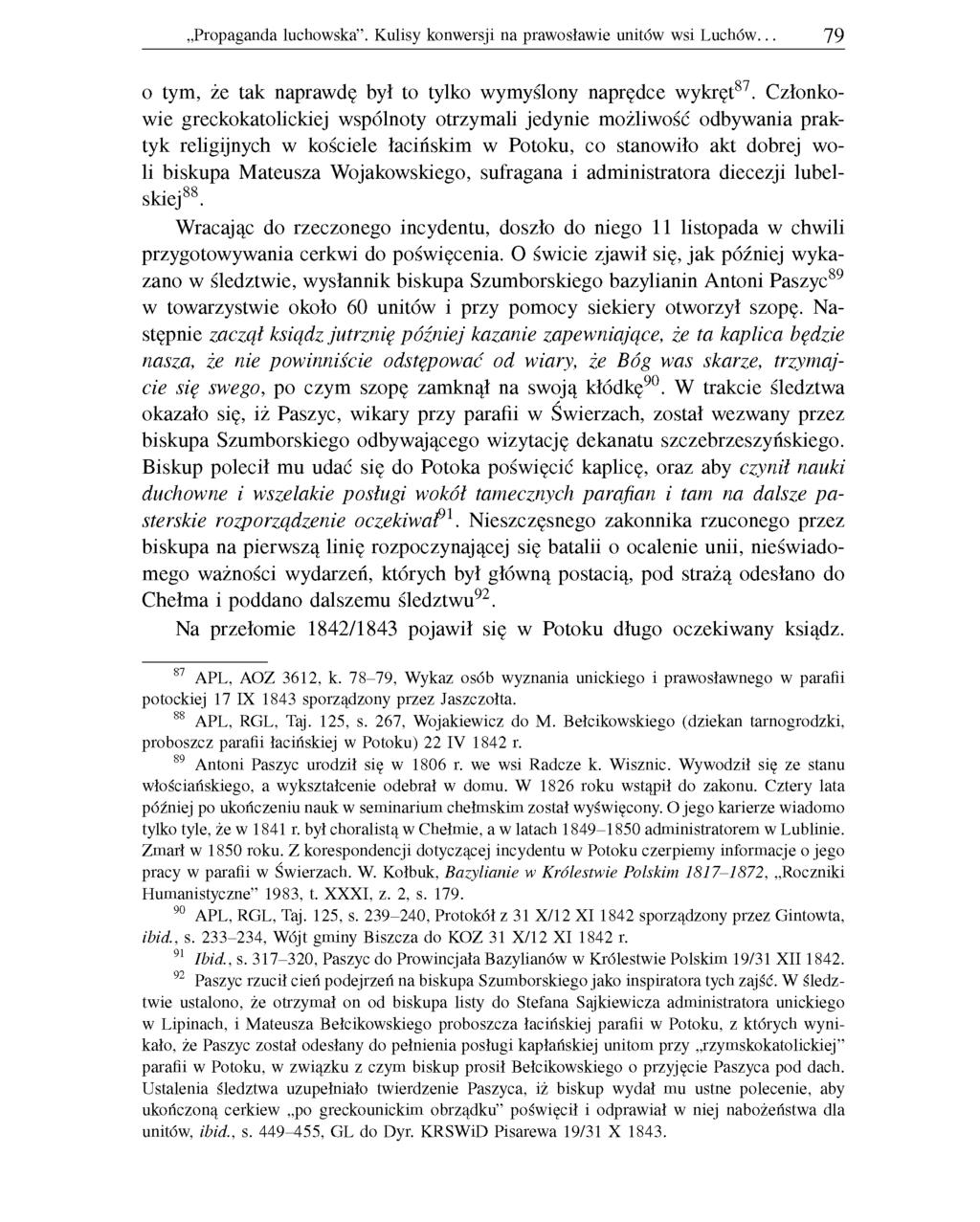 Propaganda luchowska. Kulisy konwersji na prawosławie unitów wsi Luchów. 79 o tym, że tak naprawdę był to tylko wymyślony naprędce wykręt87.