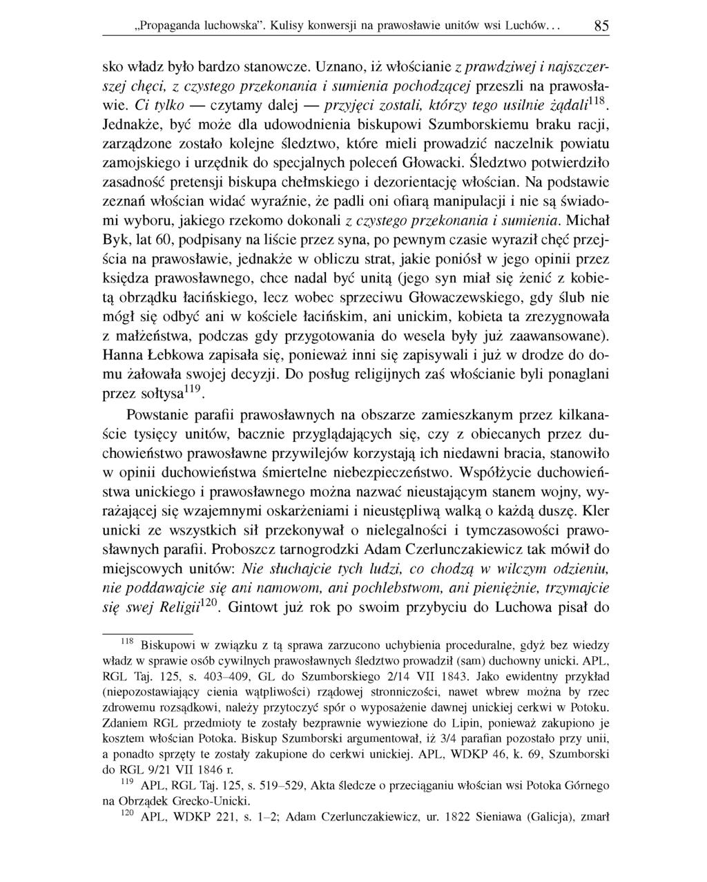 Propaganda luchowska. Kulisy konwersji na prawosławie unitów wsi Luchów. 85 sko władz było bardzo stanowcze.