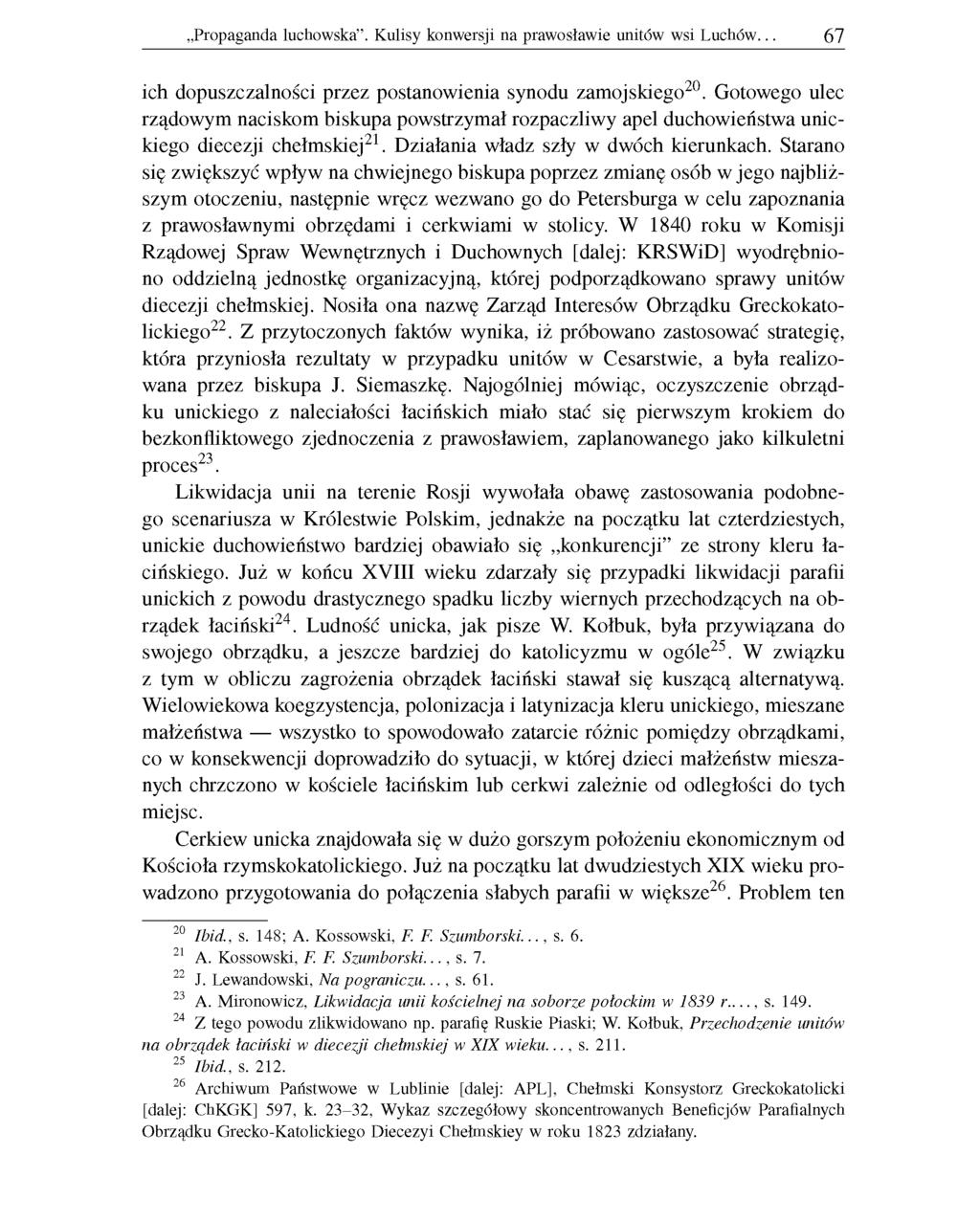 Propaganda luchowska. Kulisy konwersji na prawosławie unitów wsi Luchów. 67 ich dopuszczalności przez postanowienia synodu zamojskiego20.