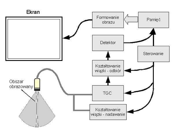 Ogólny schemat blokowy ultrasonografu