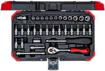05 R4900 3033 ZESTAW KLUCZY NASADOWYCH 1/4" 33-częściowy Do kontrolowanego i ręcznego luzowania i dokręcania śrub i nakrętek Uporządkowane wyposażenie podstawowe do wszechstronnego zastosowania w