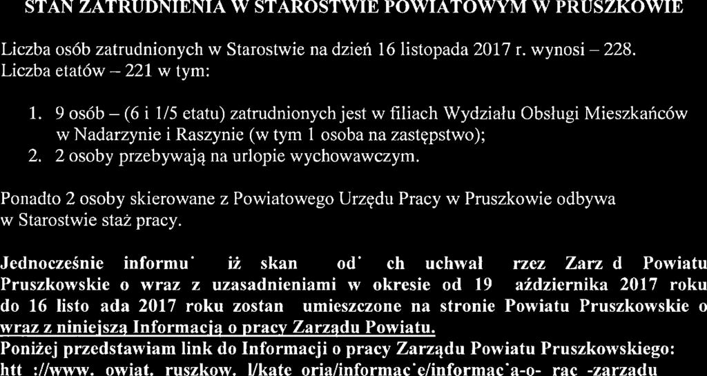 Skierowno Projekt Uchwły Rdy Powitu Pruszkowskieo zmienijącej Uchwłę w sprwie uchwleni budżetu Powitu Pruszkowskieo n rok 217.