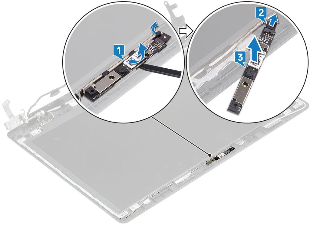 6 Wymontuj kartę sieci WLAN. 7 Wymontuj dysk SSD. 8 Wymontuj zespół dysku twardego. 9 Wymontuj wentylator systemowy. 10 Wymontuj radiator. 11 Wymontuj zestaw wyświetlacza.