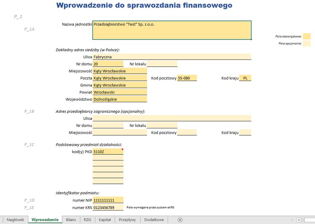 Następnie przejdź do arkusza Wprowadzenie.