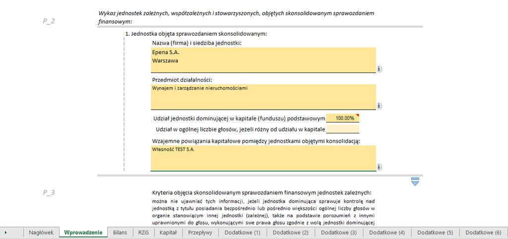 Pierwsza lista (oznaczona symbolem P_2) to zestawienie jednostek zależnych objętych sprawozdaniem skonsolidowanym.