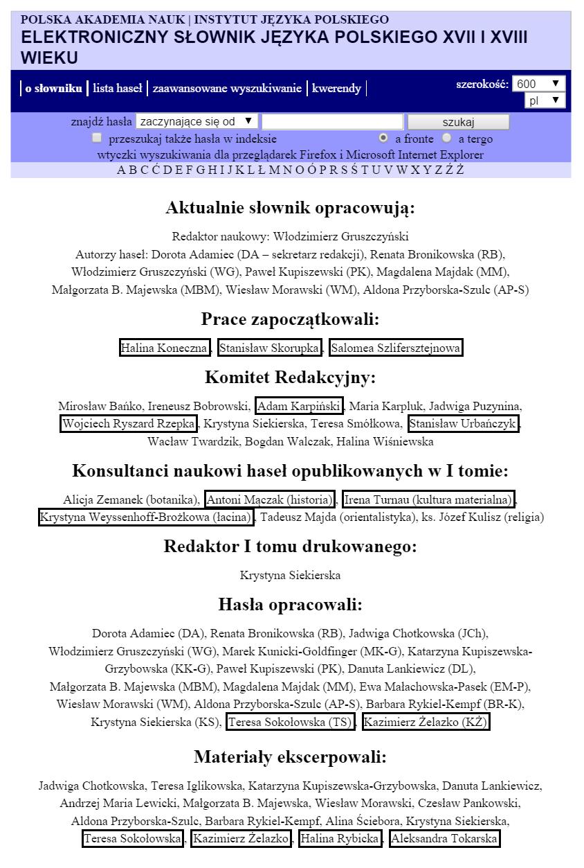 SXVII 1954-1993: ustalenie kanonu źródeł ekscerpcja, w wyniku której powstało ok.