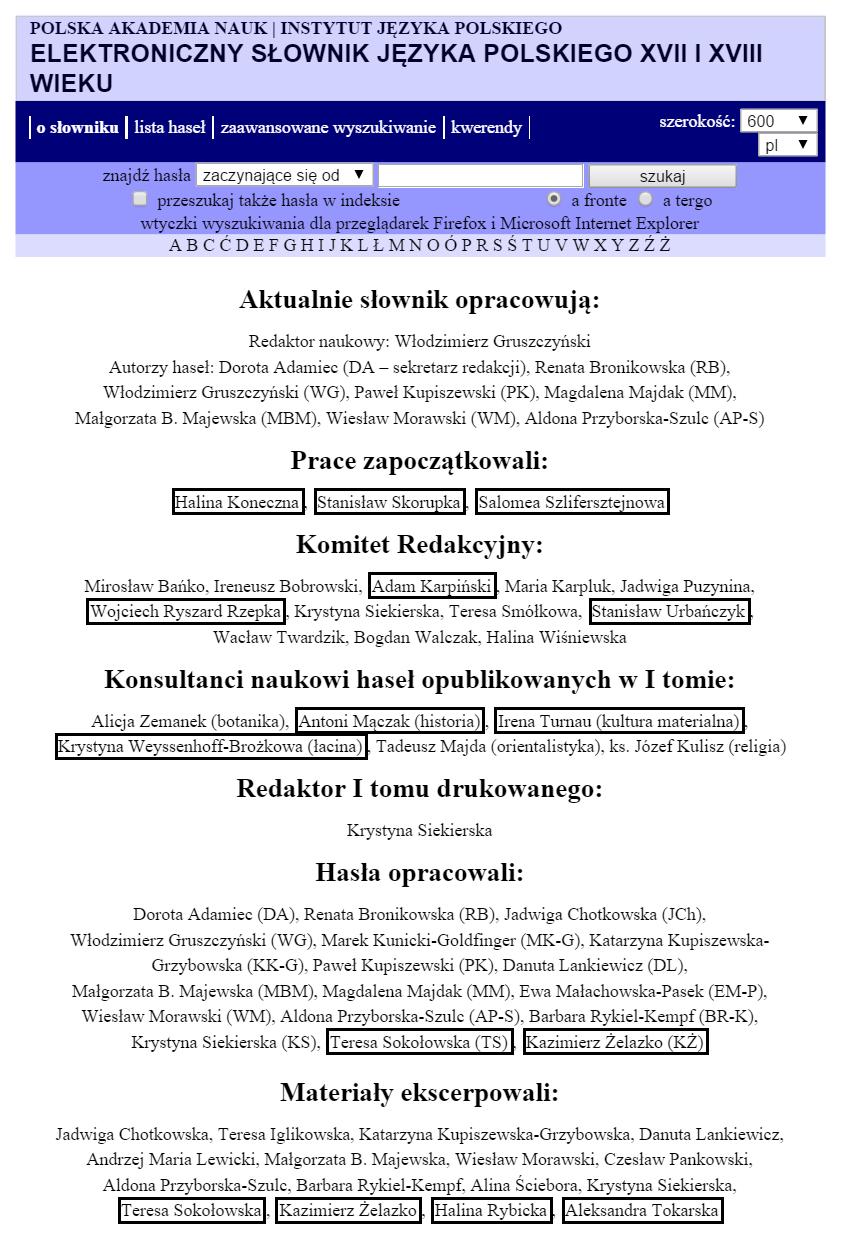 SXVII 1954-1993: ustalenie kanonu źródeł ekscerpcja, w wyniku której powstało ok.