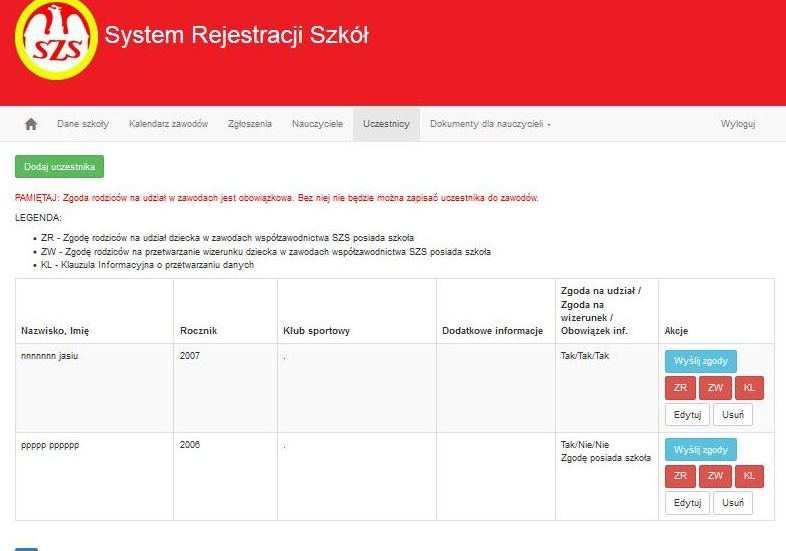 inna droga elektroniczna - jeżeli nie posiadamy adresu email rodzica/opiekuna, system wygeneruje unikatowy adres uczestnika, który należy przekazać dowolną drogą elektroniczną (np.