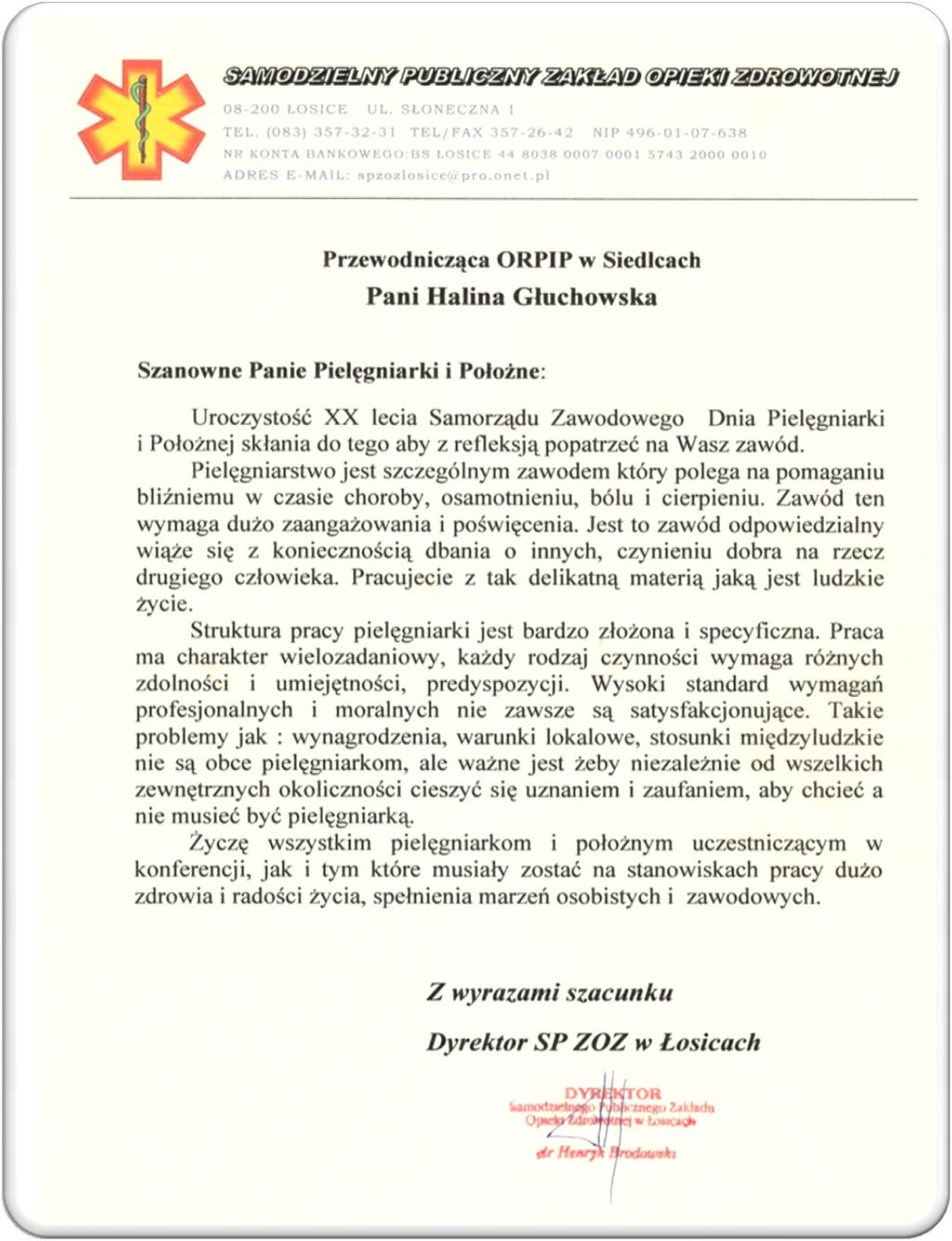 Andrzej Szewczuk w imieniu dyrektora