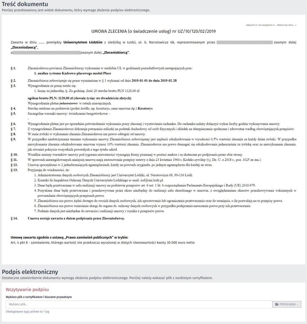 Umowa Zlecenie Akceptacja Zleceniobiorcy Treść dokumentu przykład umowy z podpisem elektronicznym 3.