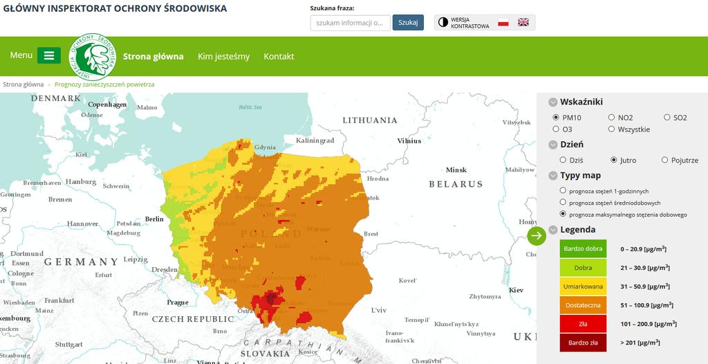 Prognozy jakości powietrza Od 1 stycznia 2019 r.