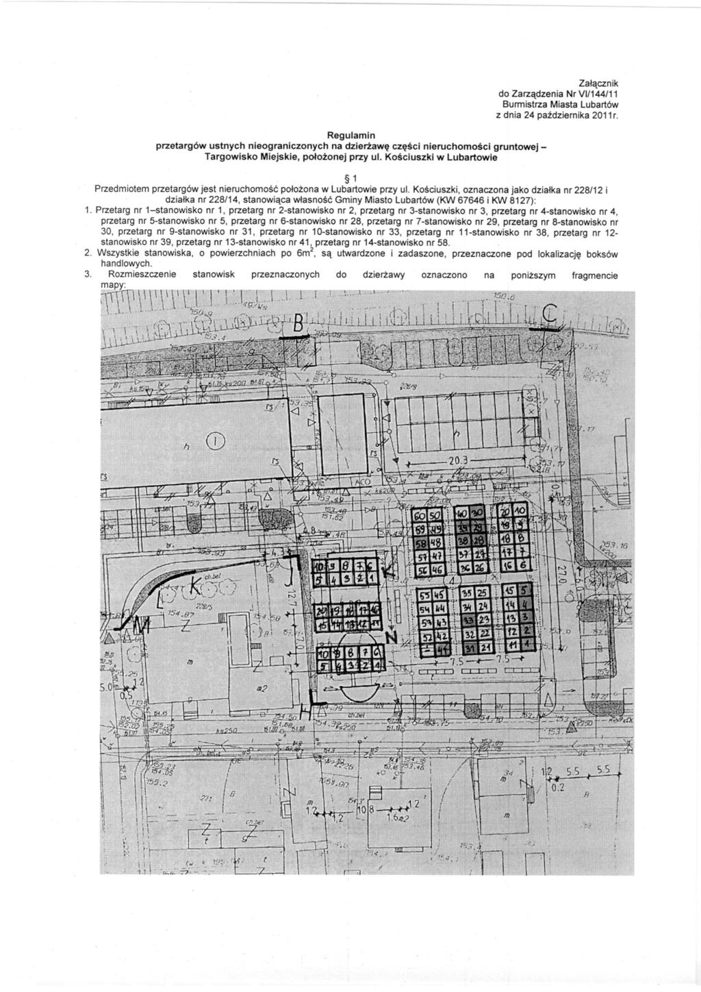 Regulamin przetargów ustnych nieograniczonych na dzierżawę części nieruchomości gruntowej - Targowisko Miejskie, położonej przy ul.