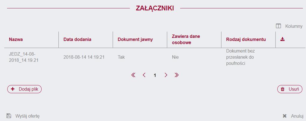 Należy wówczas kliknąć przycisk, wybrać plik z dysku komputera a następnie potwierdza dodanie pliku przyciskiem.