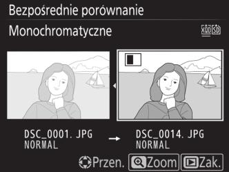 4 Porównaj kopię z oryginałem. Zdjęcie źródłowe jest wyświetlane po lewej stronie, wyretuszowana kopia po prawej, a na górze znajduje się lista opcji użytych do utworzenia kopii.