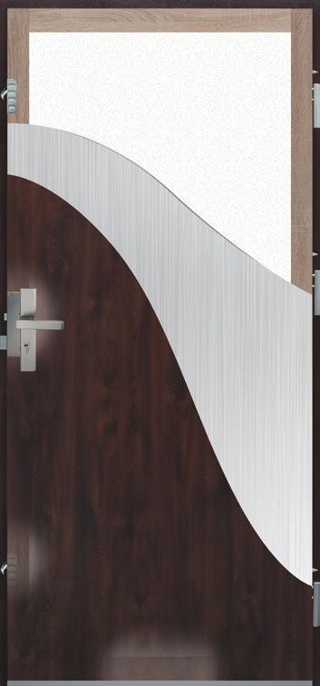 Przekrój drzwi o gr. 68 mm NOWOŚĆ 05 stalowo-drewniane o grubości 68 mm w standardzie wyposażone są w zamek listwowy.