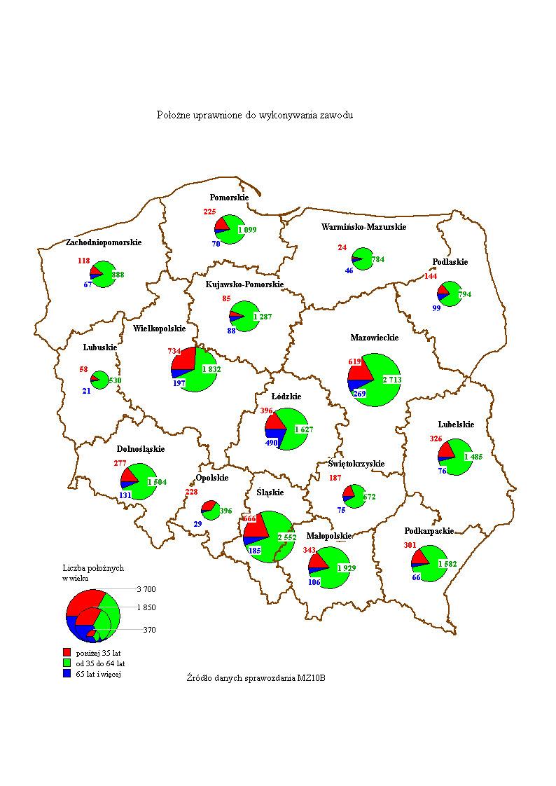 Mapa 4 Położne uprawnione do