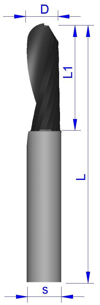 101F jakości. Czoło kuliste. Ballnose top. 4 14 50 4 1 101F.040.014.050 5 18 55 5 1 101F.050.018.055 6 20 65 6 1 101F.060.020.065 6 25 70 6 1 101F.060.025.070 8 25 70 8 1 101F.