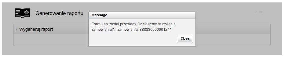 Pojawia się informacja z numerem zamówienia.
