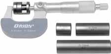 , z baterią (1 x typ SR 44, 1,55 V) i wzorcami nastawczymi 0-25 mm 25-50 mm 50-75 mm 75- mm Rozdzielczość (mm) 0,001 0,001 0,001 0,001 powierzchni pomiarowej (mm) 6,5 6,5 6,5 6,5 Skok wrzeciona