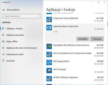 4.3. Odinstalowanie oprogramowania czytnika w systemie Windows Jeżeli pojawi się konieczność odinstalowania czytnika, należy odłączyć urządzenie od komputera, a następnie wywołać polecenie Dodaj lub