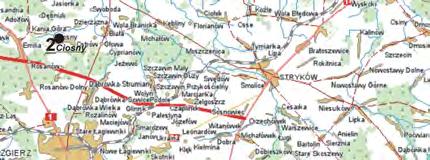 Lokalizacja stacji pomiarowych stęŝenia Rn-222 Rys. 3.7. Lokalizacja stacji pomiarowych stęŝenia radonu (Rn-222) w centralnej Polsce.