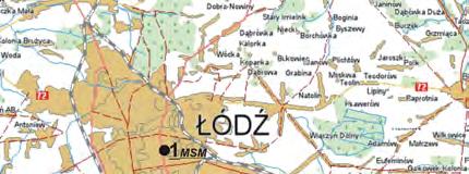 Wodnej UŁ, gmina Zgierz (na podstawie: www.geoportal.gov.pl) Fig. 3.7. Location of radon (Rn-222) concentration measuring stations in central Poland.