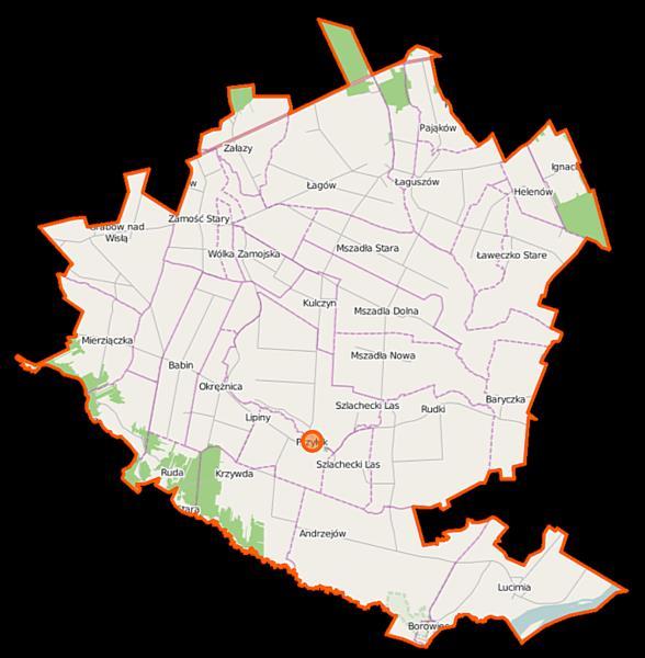 Usytuowanie części miejscowości położonych na terenie gminy Przyłęk Źródło: https://pl.wikipedia.org/wiki/plik:przy%c5%82%c4%99k_(gmina)_location_map.png 4.1.