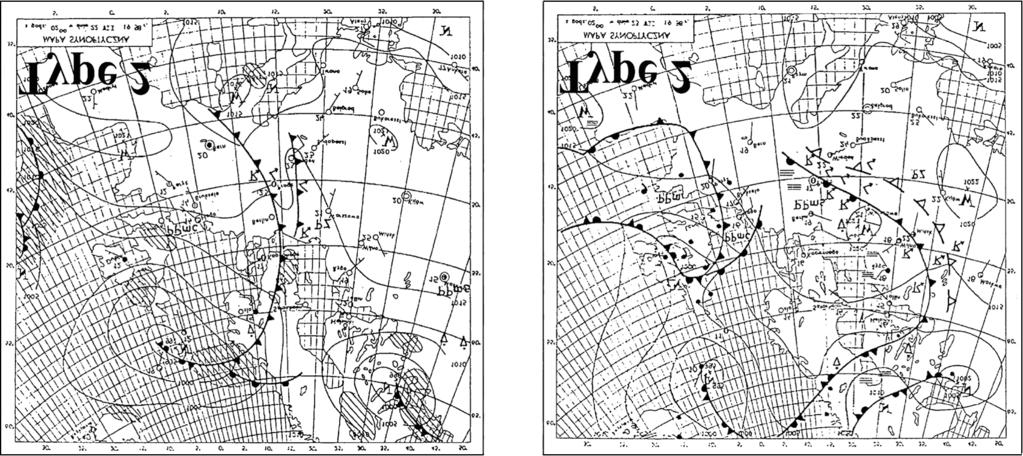 Wp³yw cyrkulacji atmosferycznej na wystêpowanie dni z burz¹... 81 Rys. 1. Mapy synoptyczne z 29.02. i 1.03.