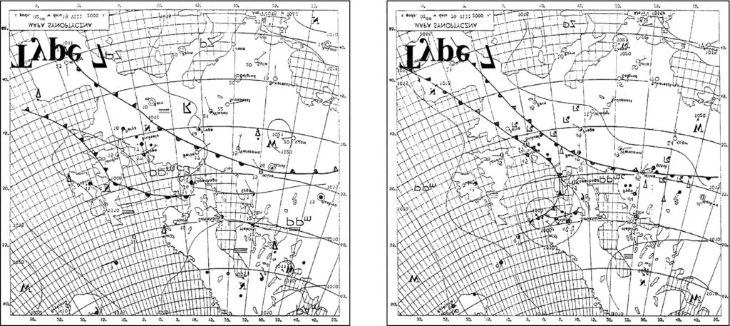 84 LESZEK KOLENDOWICZ Rys. 7. Mapy synoptyczne z 19.08. i 20.08.2000 z Codziennego Biuletynu Meteorologicznego IMGW (typ 7 sytuacji synoptycznej) Fig. 7. Synoptic charts for 19.08 and 20.07.