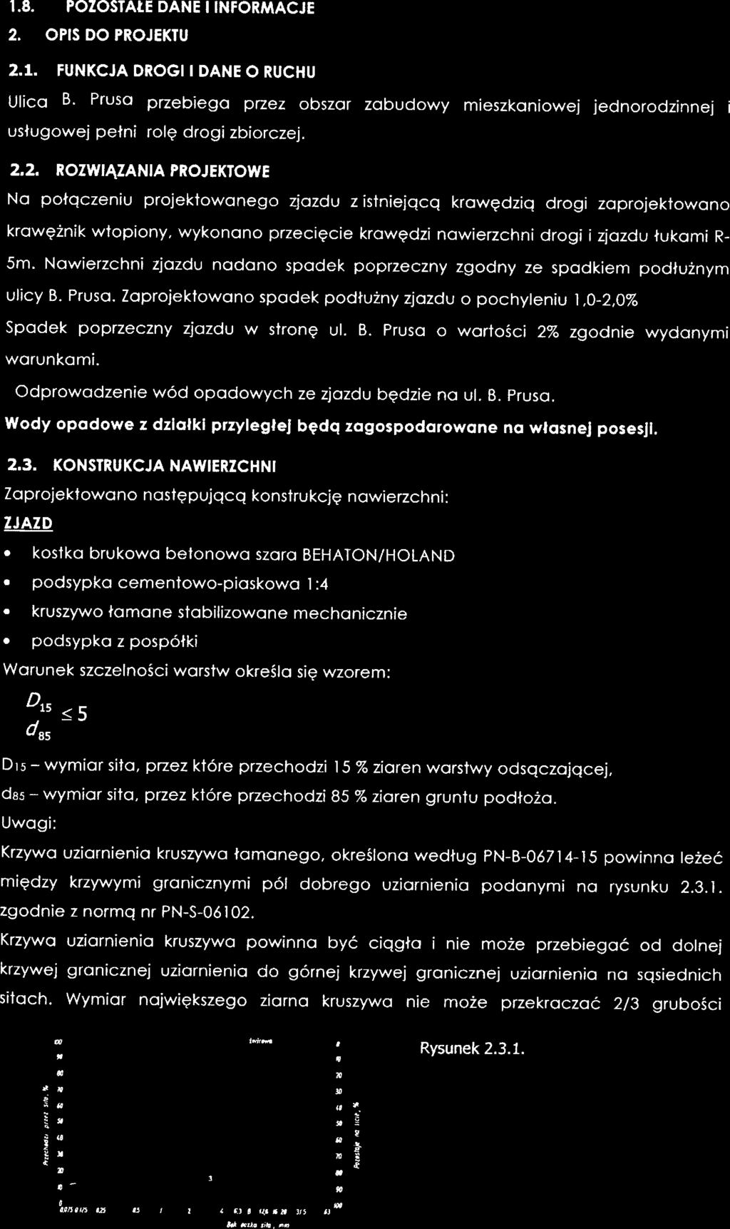 1.8. POZOSTAŁE DANE l INFORMACJE 2. OPIS DO PROJEKTU 2.1. FUNKCJA DROGI l DANE O RUCHU Ulica B.