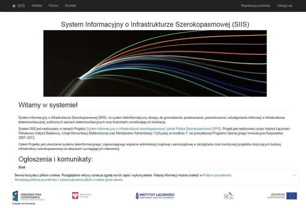 4 Rejestracja i logowanie w systemie SIIS Logowanie do systemu oraz rejestracja podmiotu w systemie SIIS następuje na stronie form.teleinfrastruktura.gov.pl/.