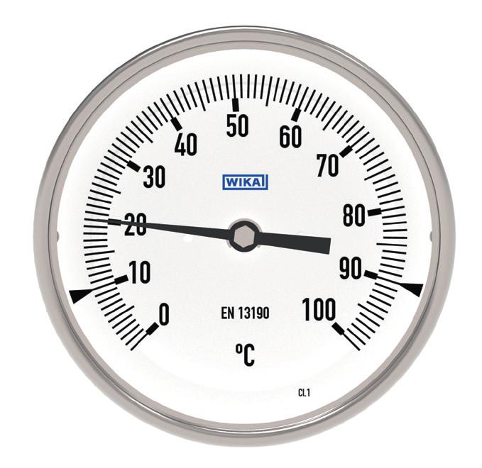 Termometr bimetaliczny, model TG54 Stabilność poza zakresowa 1)