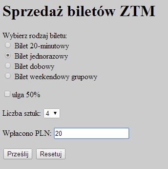 II. Projektowanie formularza HTML do aplikacji Biletomat W tym rozdziale opracujesz plik HTML do wprowadzenia danych do aplikacji Biletomat.