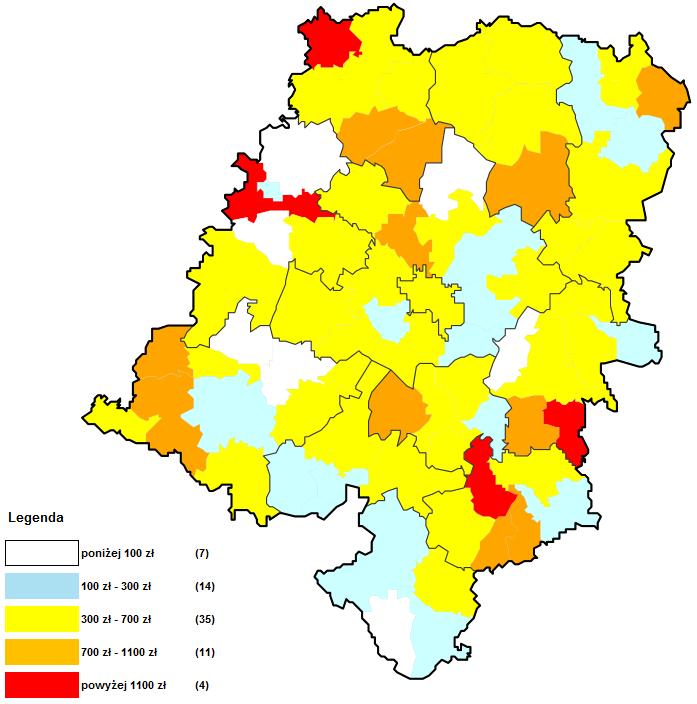 przeliczeniu na 1 mieszkańca w 2014 r.